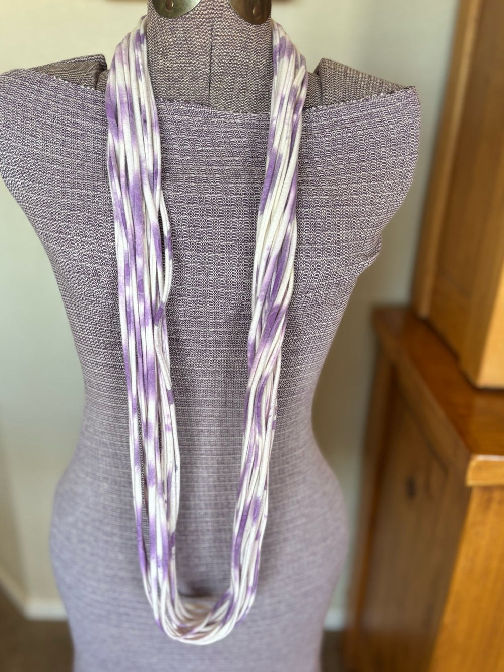 Tie Dyed infinity spaghetti T-shirt scarf. Personally handmade. Good condition - Picture 8 of 9